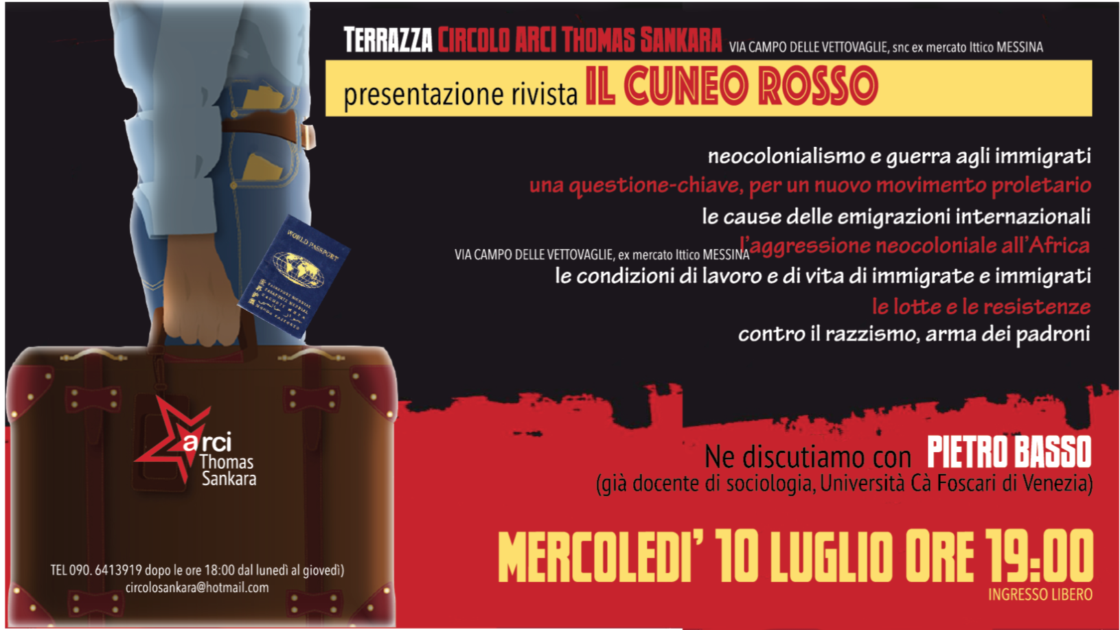 Presentazione “Cuneo rosso”, n. 3 – Messina, Circolo T. Sankara, 10/7 h. 19:00