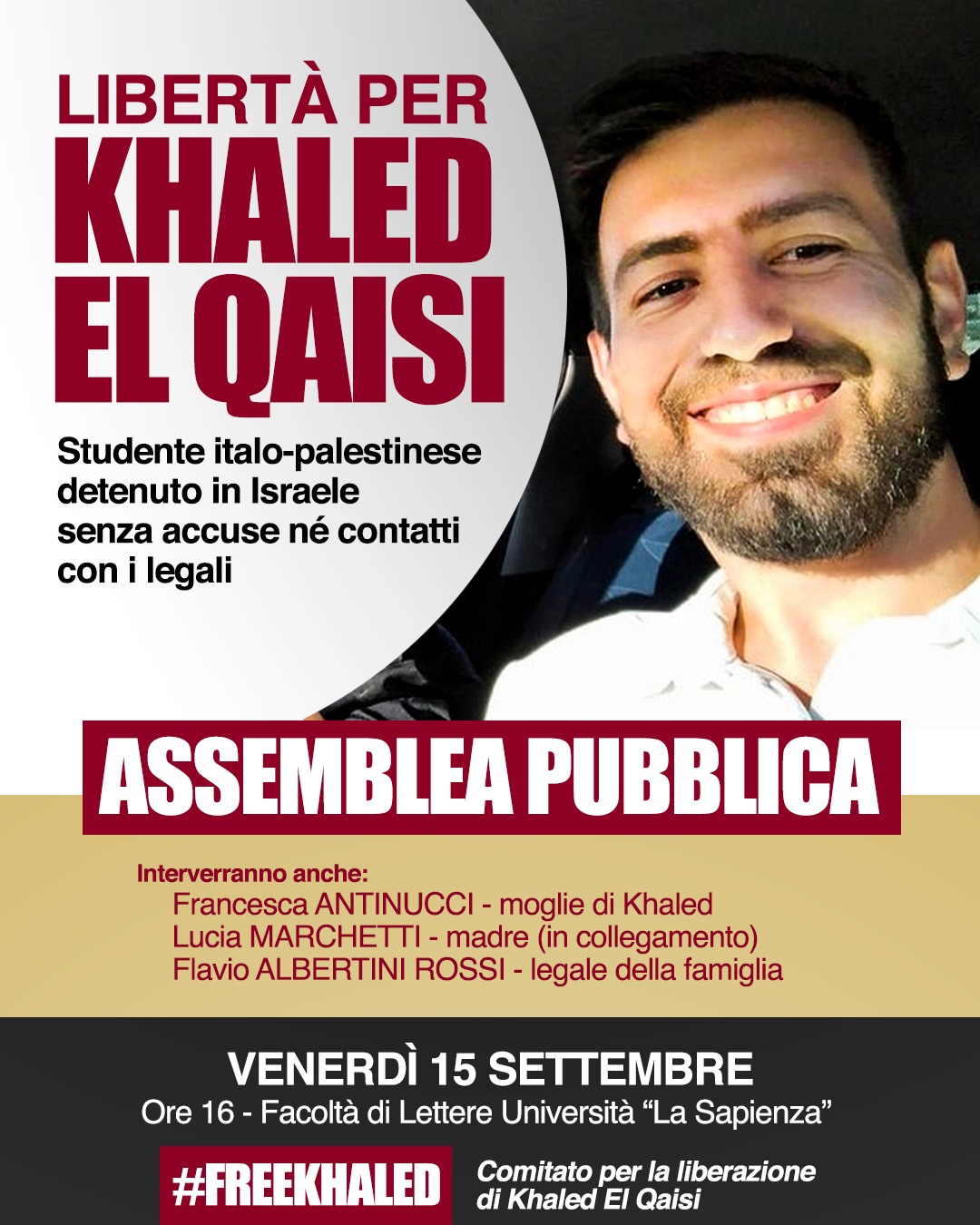 Per la libertà immediata di Khaled El Qaisi