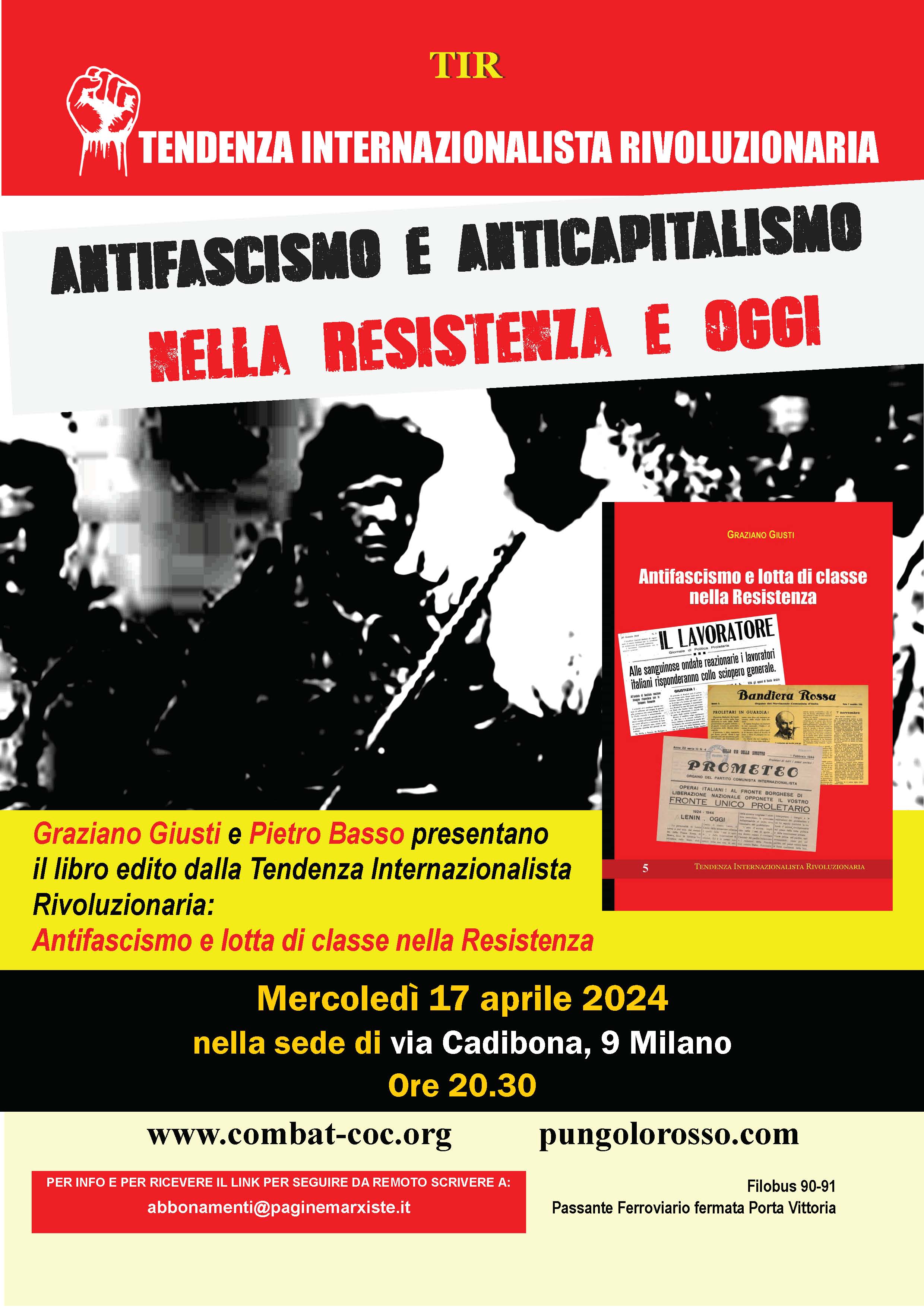 Antifascismo e anticapitalismo, nella Resistenza e oggi. Milano, mercoledì 17 aprile, ore 20.30 (via Cadibona, 9)