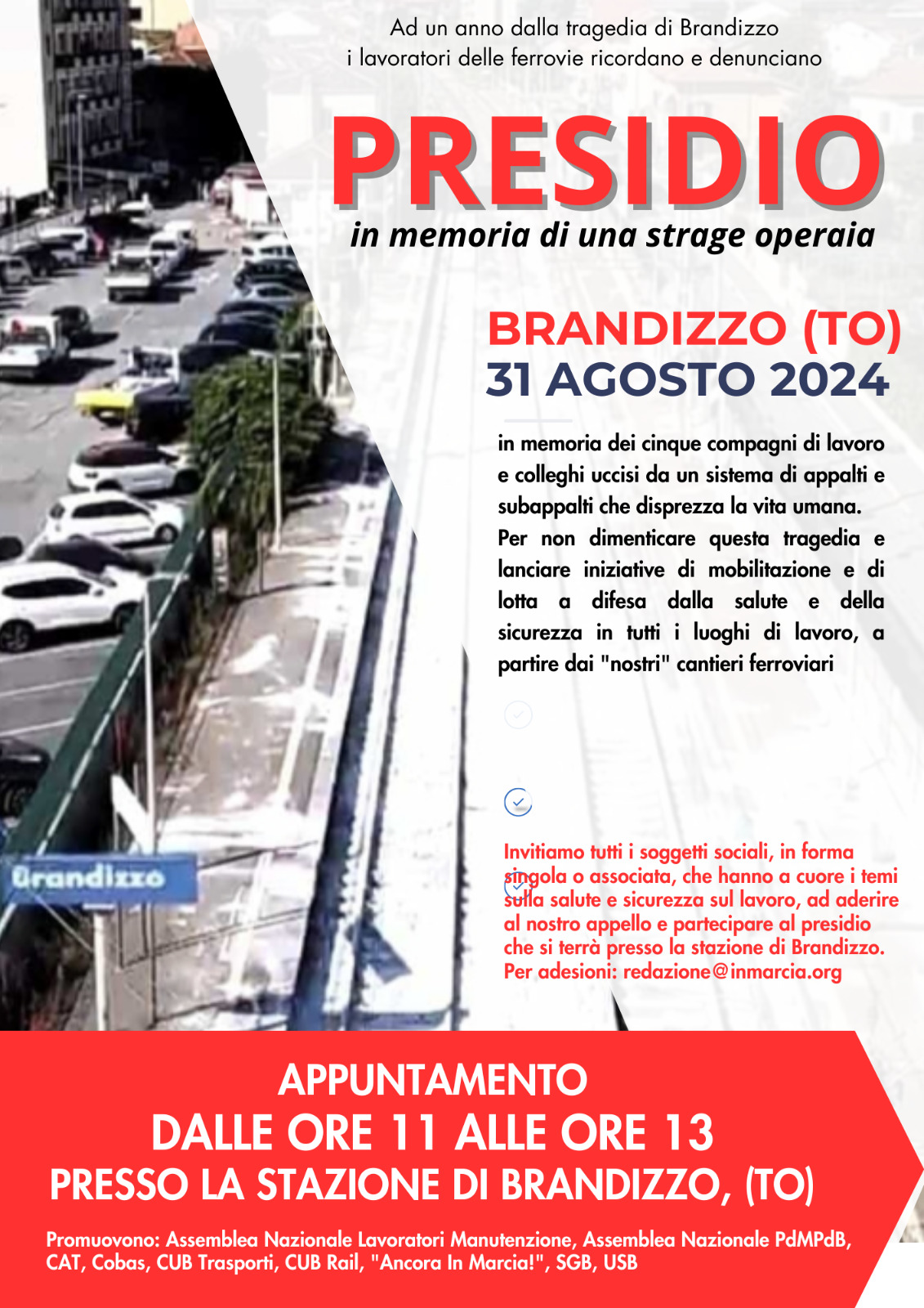 31 agosto, Brandizzo (To). Presidio in memoria di una strage operaia