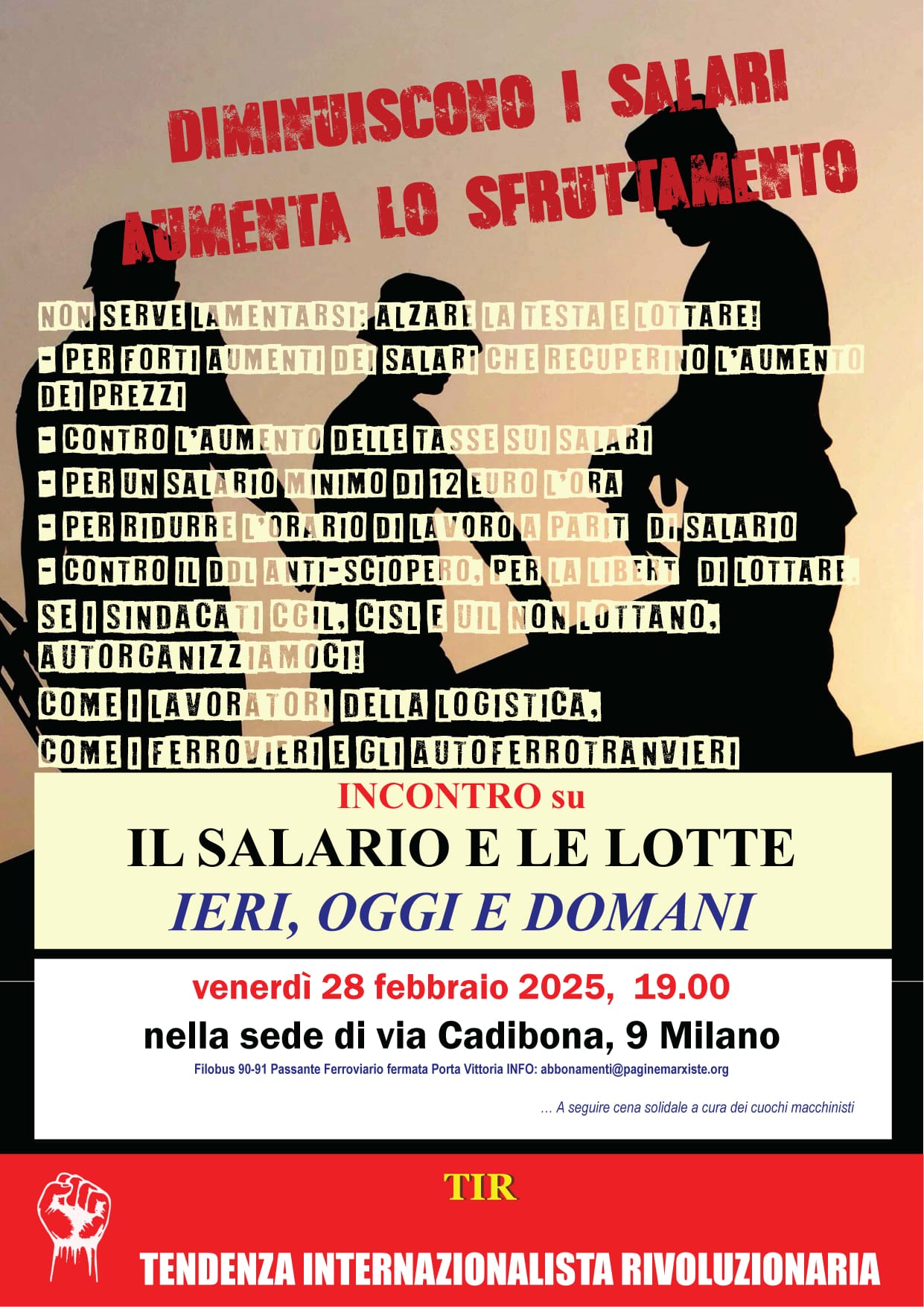 Il salario e le lotte, ieri oggi domani. Milano, venerdì 28 febbraio, ore 19 – Tendenza internazionalista rivoluzionaria