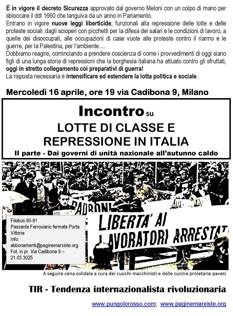 Lotte di classe e repressione in Italia-II (dal 1943 all’autunno caldo), Milano, mercoledì 16 aprile – TIR