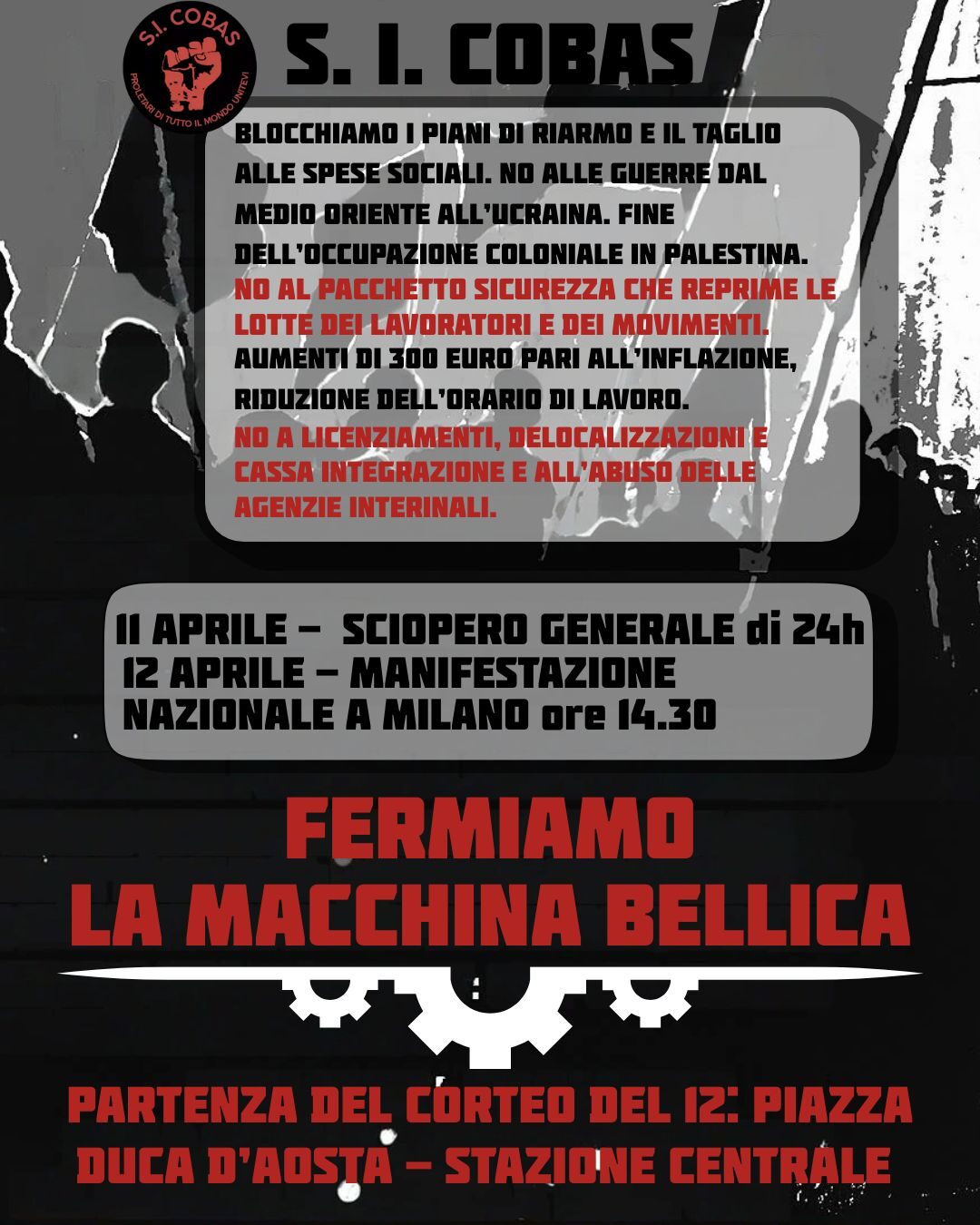 Lo sciopero di venerdì 11 aprile, la manifestazione di sabato 12 – SI Cobas (indizione e comunicati da Genova, Napoli, Torino)
