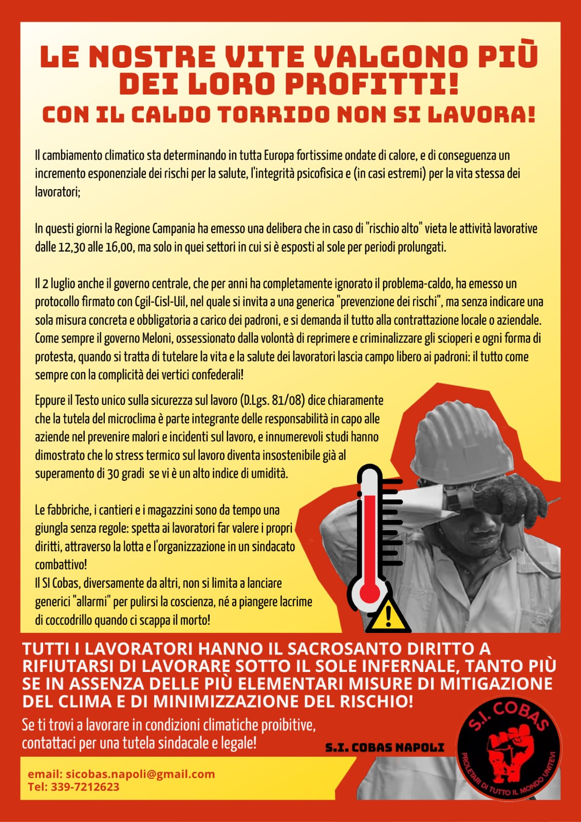 Dossier: con il caldo torrido non si lavora! Un protocollo-beffa da bocciare, l’esempio degli operai Elettrolux da seguire