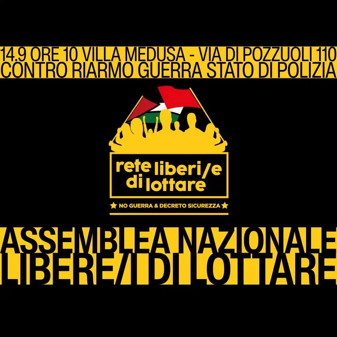 Quinta Assemblea nazionale della Rete Libere/i di lottare. Napoli, domenica 14 settembre, Villa Medusa – Casa del popolo, ore 10
