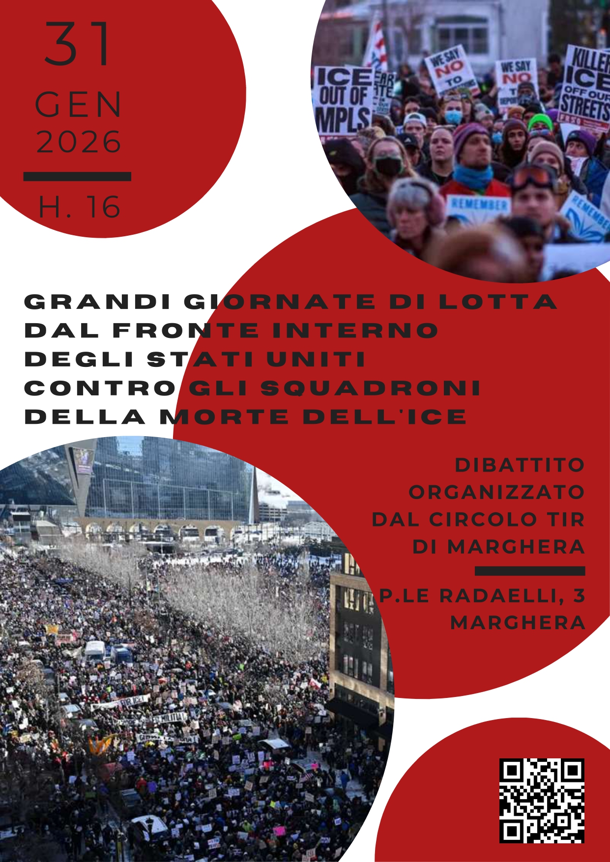 Marghera, sabato 31 gennaio, ore 16:00: Le grandi giornate di lotta di Minneapolis e dintorni – TIR