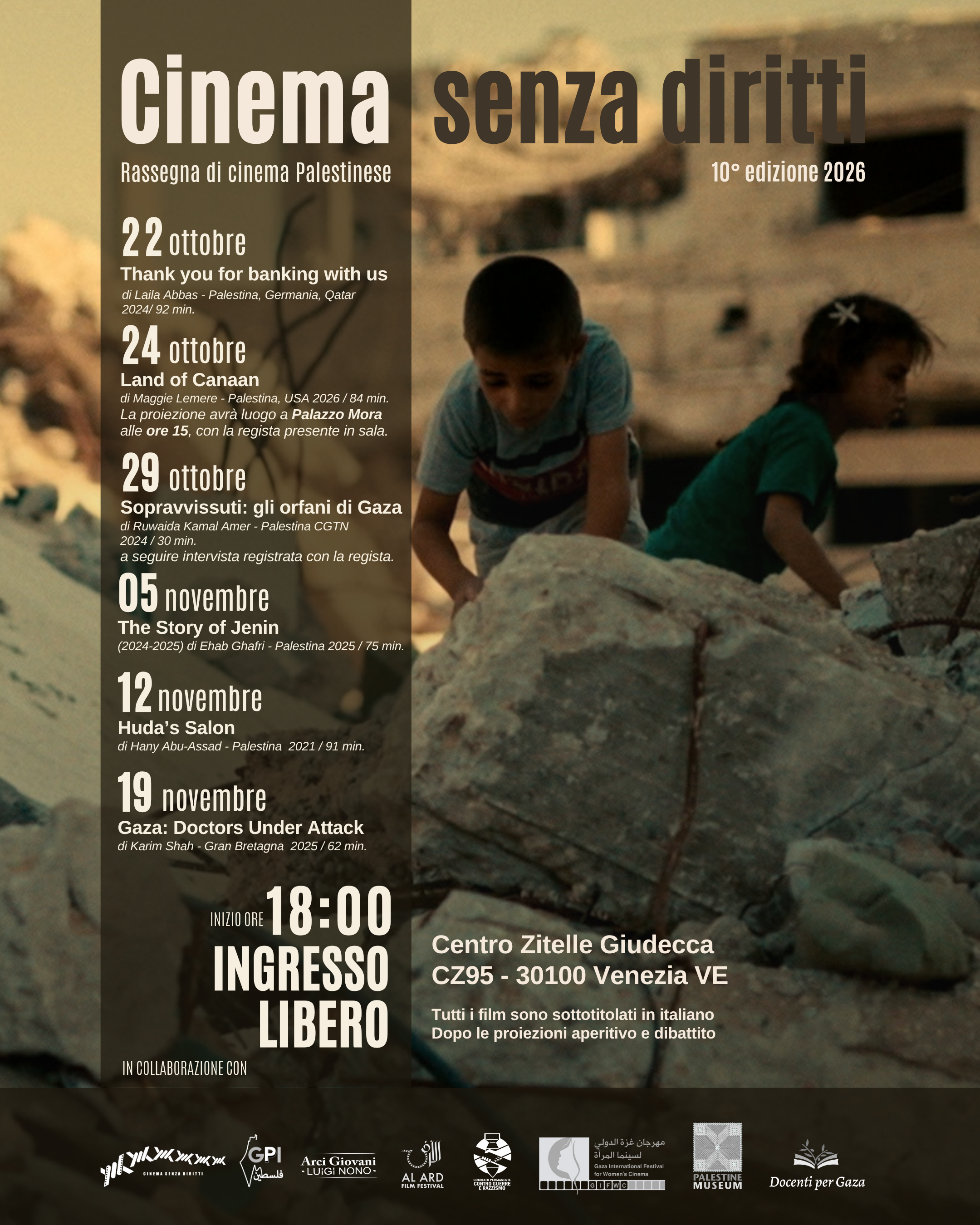 Venezia: parte la 10^ edizione di Cinema senza diritti – rassegna di cinema Palestinese